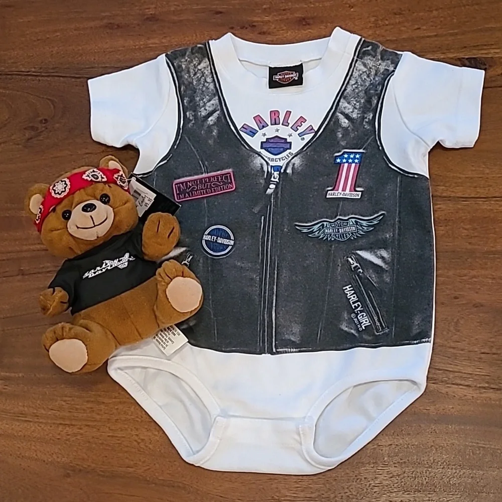 Harley-Davidson Harley-Girl onesie 18 months plus an HD Roamer bear